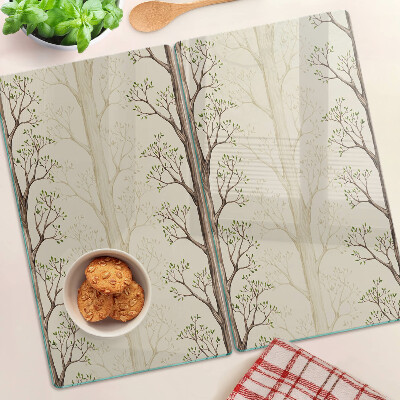 Glass chopping board Tree Branches with Leaves Pattern