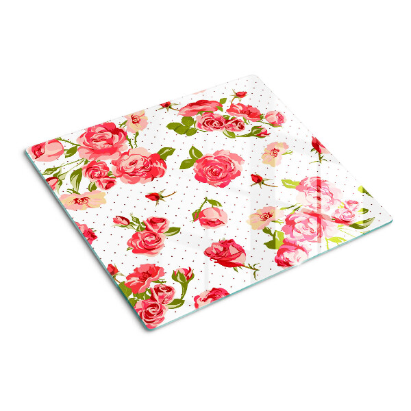 Glass chopping board Roses on a white background