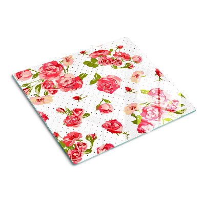 Glass chopping board Roses on a white background