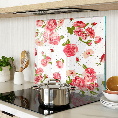 Glass chopping board Roses on a white background