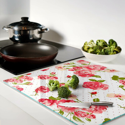 Glass chopping board Roses on a white background