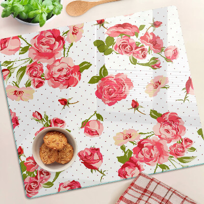 Glass chopping board Roses on a white background
