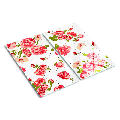 Glass chopping board Roses on a white background