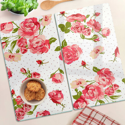 Glass chopping board Roses on a white background