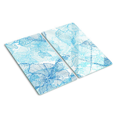 Glass kitchen board Floral pattern in shades of blue