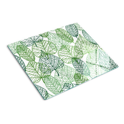 Glass chopping board Leaves in different shades of green