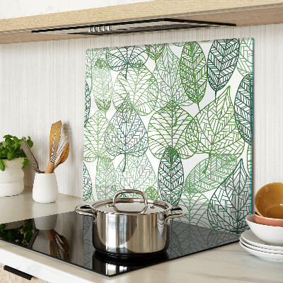 Glass chopping board Leaves in different shades of green