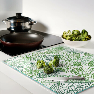 Glass chopping board Leaves in different shades of green
