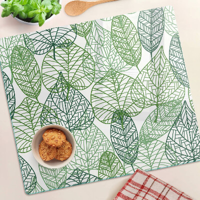 Glass chopping board Leaves in different shades of green