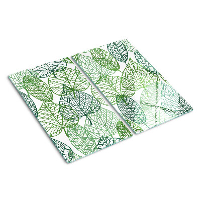 Glass chopping board Leaves in different shades of green
