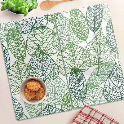 Glass chopping board Leaves in different shades of green