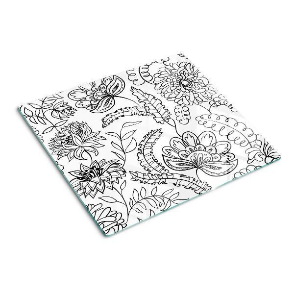 Glass kitchen board Floral doodle pattern
