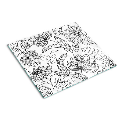 Glass kitchen board Floral doodle pattern