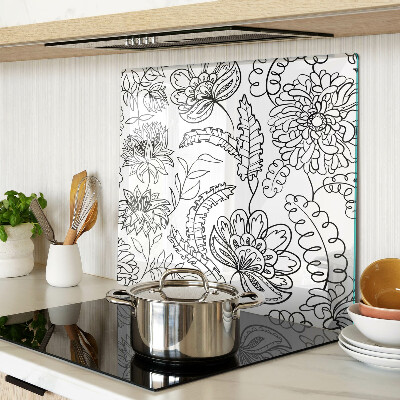 Glass kitchen board Floral doodle pattern