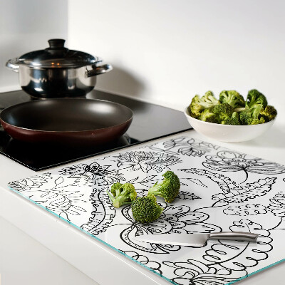 Glass kitchen board Floral doodle pattern