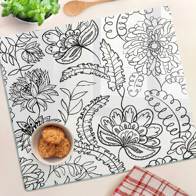 Glass kitchen board Floral doodle pattern