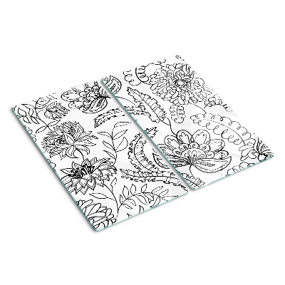 Glass kitchen board Floral doodle pattern