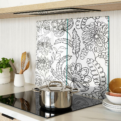 Glass kitchen board Floral doodle pattern