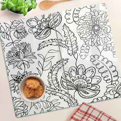 Glass kitchen board Floral doodle pattern