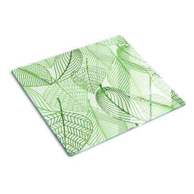 Glass kitchen board Leaves in shades of green