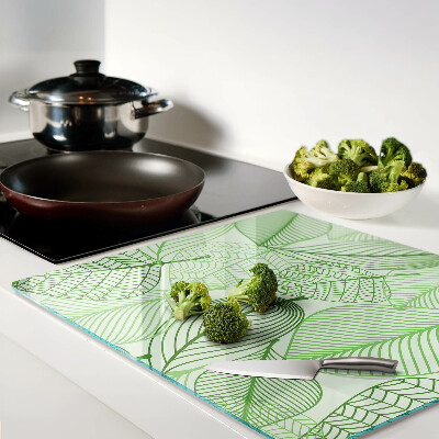 Glass kitchen board Leaves in shades of green