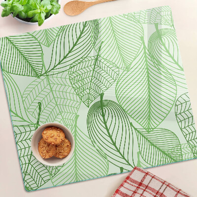 Glass kitchen board Leaves in shades of green