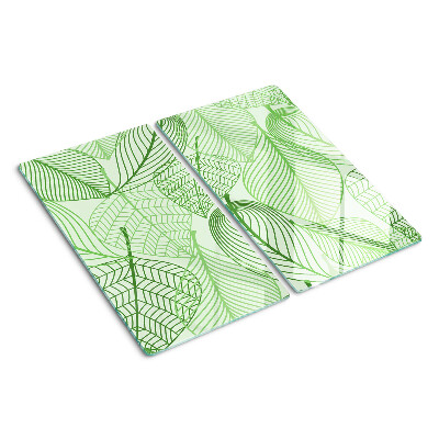 Glass kitchen board Leaves in shades of green