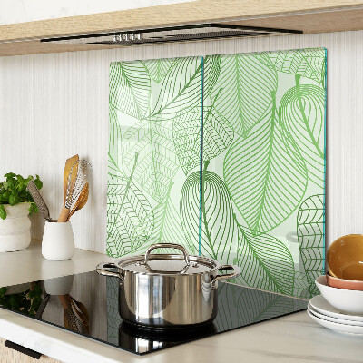 Glass kitchen board Leaves in shades of green