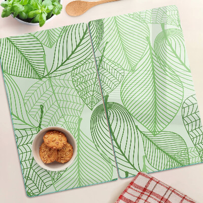 Glass kitchen board Leaves in shades of green