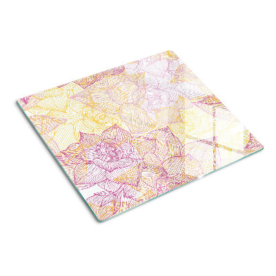 Glass kitchen board Floral pattern in pastel colors
