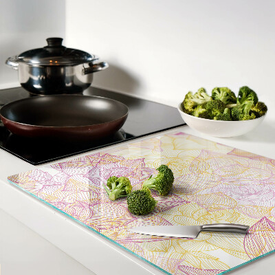 Glass kitchen board Floral pattern in pastel colors