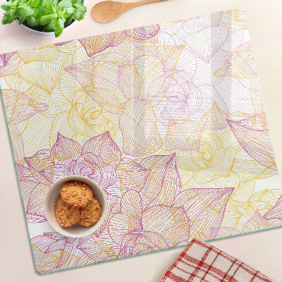Glass kitchen board Floral pattern in pastel colors