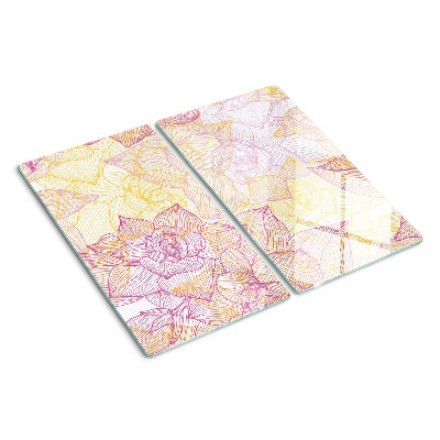 Glass kitchen board Floral pattern in pastel colors