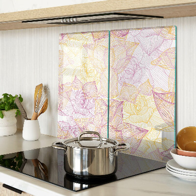 Glass kitchen board Floral pattern in pastel colors