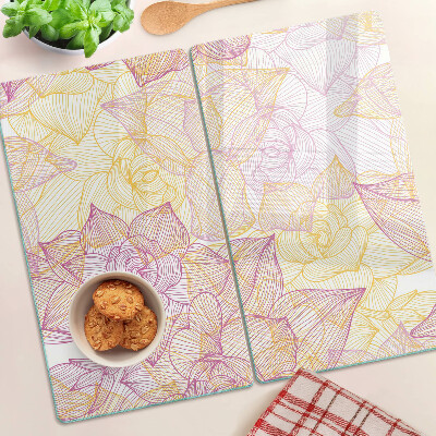 Glass kitchen board Floral pattern in pastel colors