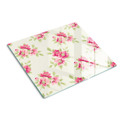 Glass chopping board Flowers in shades of pink