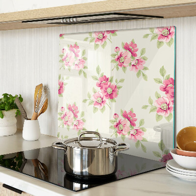 Glass chopping board Flowers in shades of pink