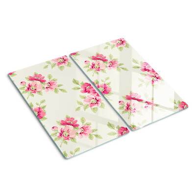 Glass chopping board Flowers in shades of pink