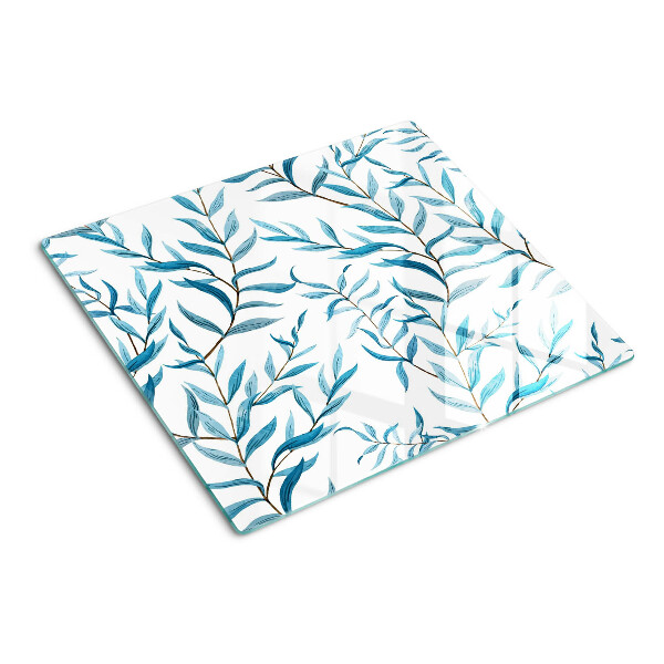 Glass chopping board Leaves in shades of blue