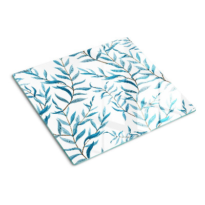 Glass chopping board Leaves in shades of blue