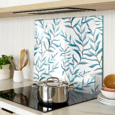 Glass chopping board Leaves in shades of blue