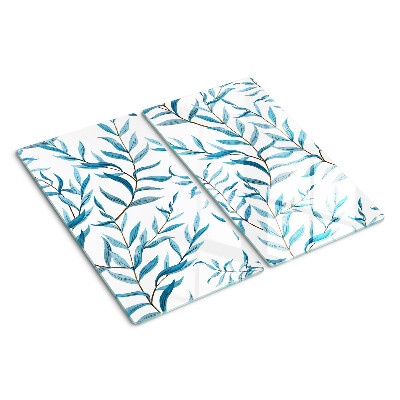 Glass chopping board Leaves in shades of blue