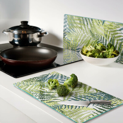 Glass kitchen board Fern leaves in different shades