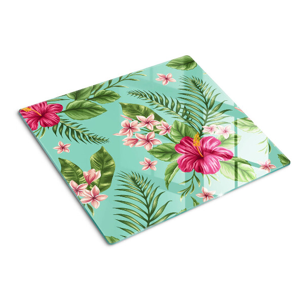 Glass chopping board Tropical floral pattern