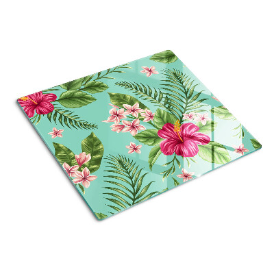 Glass chopping board Tropical floral pattern