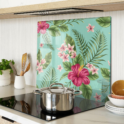 Glass chopping board Tropical floral pattern
