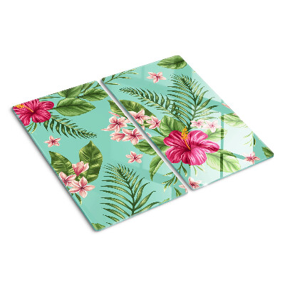 Glass chopping board Tropical floral pattern