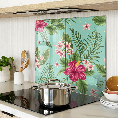 Glass chopping board Tropical floral pattern