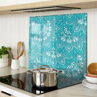 Glass chopping board Mandala pattern in shades of blue
