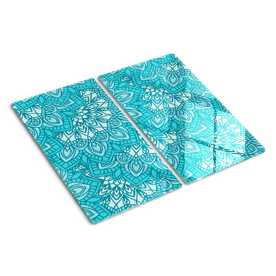 Glass chopping board Mandala pattern in shades of blue